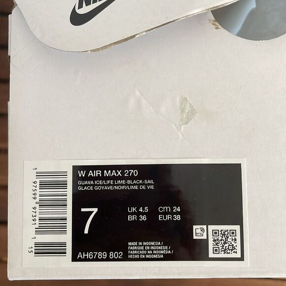 Nike Air Max 270 Guava Ice US Women 7/UK 4.5/EU38(AH6789-802) - Picture 12 of 12